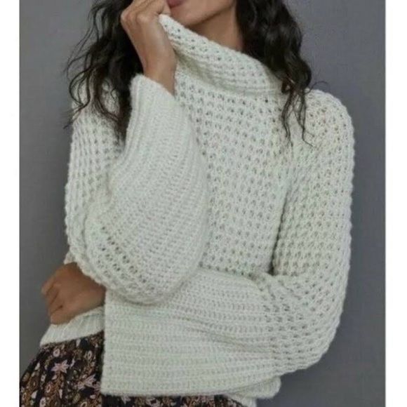 Anthropologie Maeve Mint Green Wool Dionne Bell-Sleeved Plus Size Sweater 2X - Picture 1 of 16
